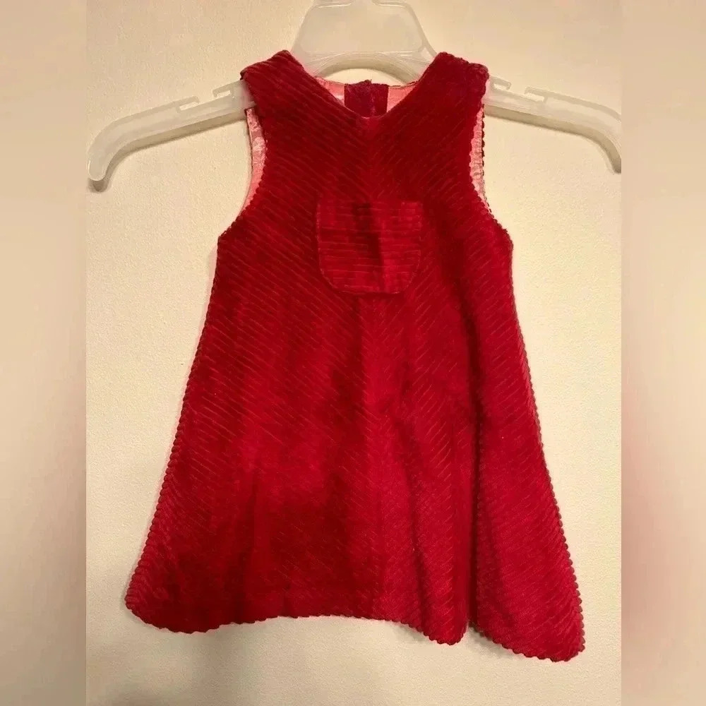 VTG Baby Chicco Red Corduroy dress size 12 M